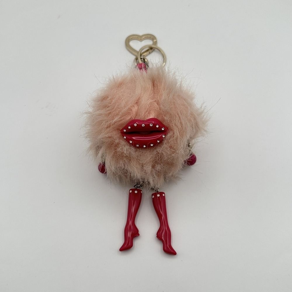 Y2K Victoria's Secret Pink Pom Pom Fashion Show Keychain Bag Charm Legs Lips 10"